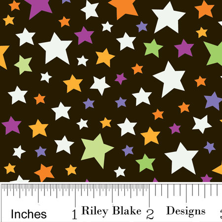 Halloween Fabric Trick or Treat Stars on Black from Riley Blake Designs 1 Yard