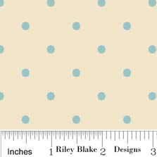 Delighted Fabric White with Blue Polka Dots from Riley Blake Design