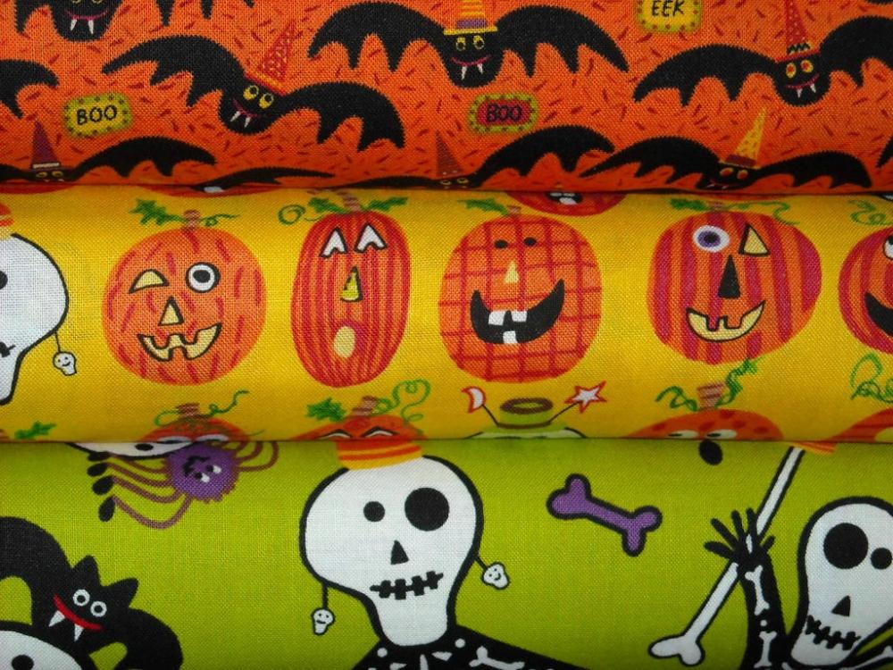 Halloween Fabric Dem Bones Combo by Carol Eldridge 3 Yard Bundle