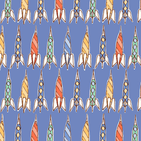 Rocket Stripes Blue Flannel Fabric from Michael Miller