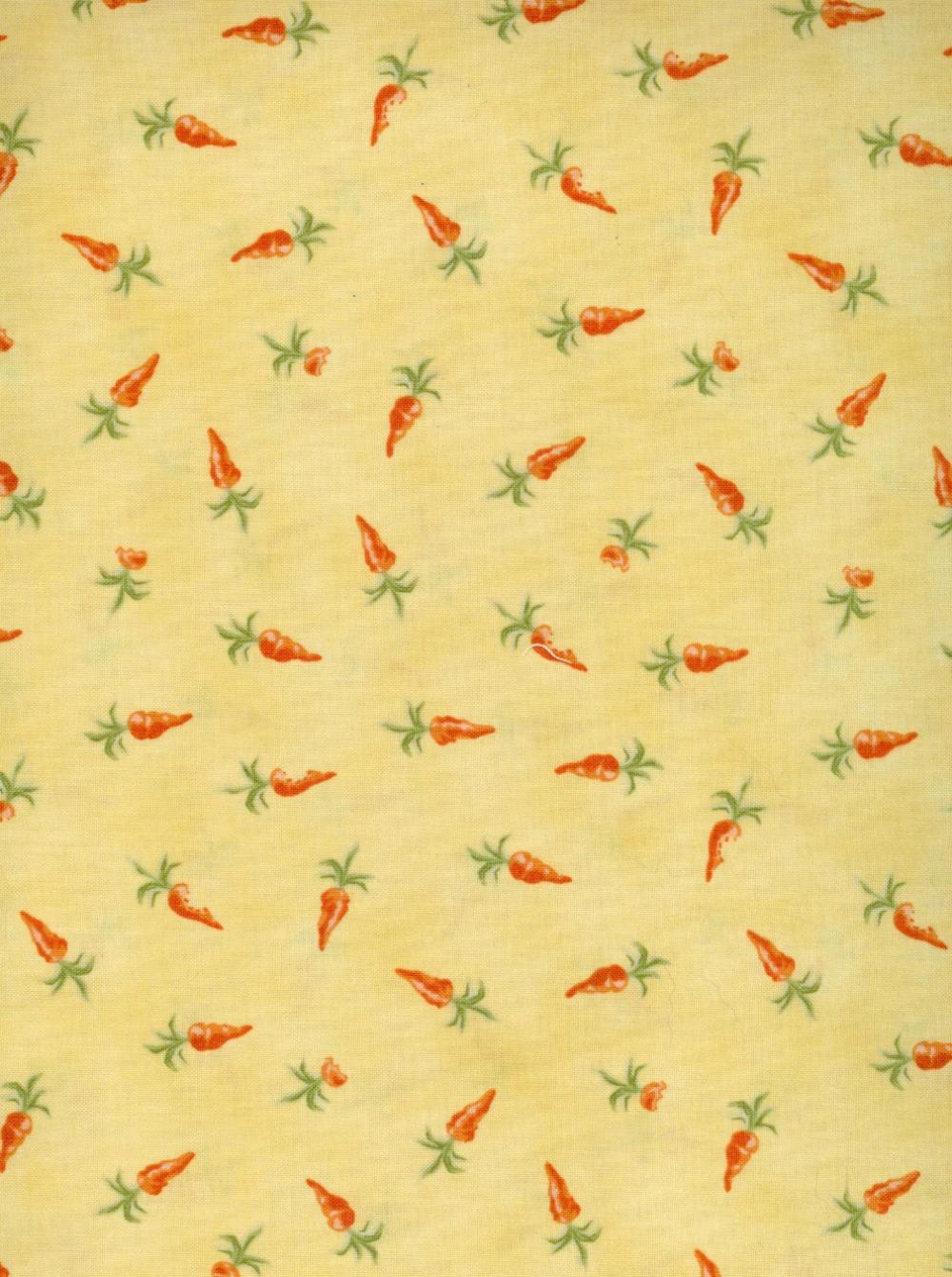 Baby Bunnies Everywhere Fabric Carrots on Yellow